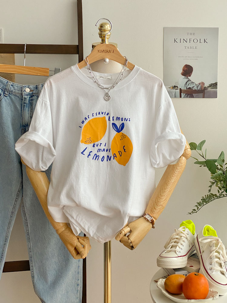 1+1 레몬 기본핏 반팔 티셔츠 2color