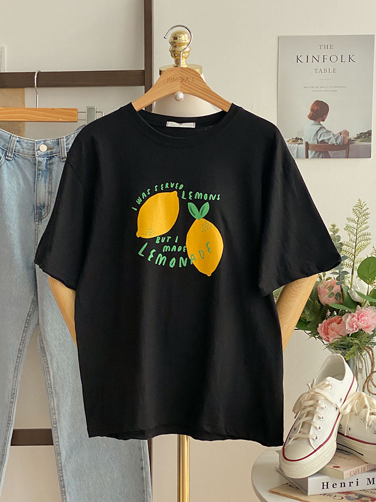 1+1 레몬 기본핏 반팔 티셔츠 2color
