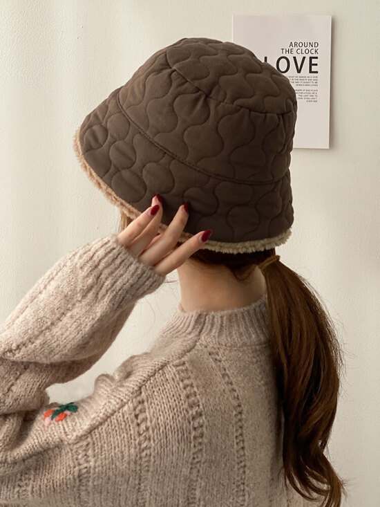 웨이브 누빔 양털 벙거지 모자 5color