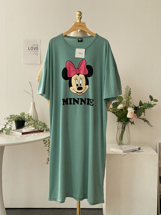 리본미니 디즈니정품 오버핏 홈웨어 반팔 잠옷 원피스 4color
