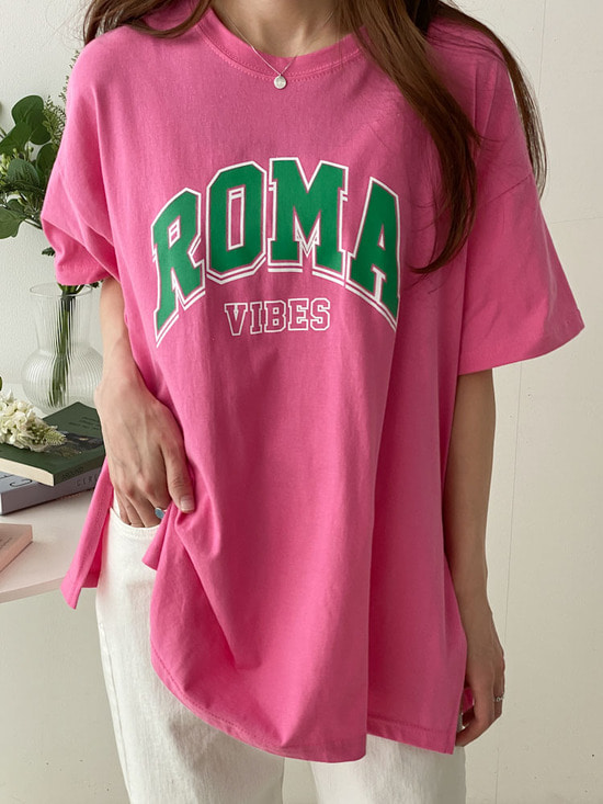로마 루즈핏 반팔 박스 롱 티셔츠 3color