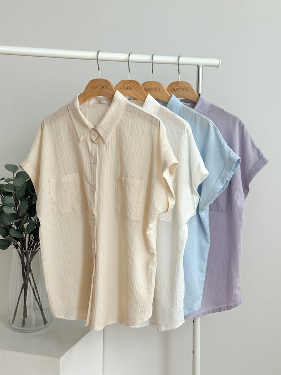 포켓롤업 캡소매 루즈핏 남방 셔츠 블라우스 4color