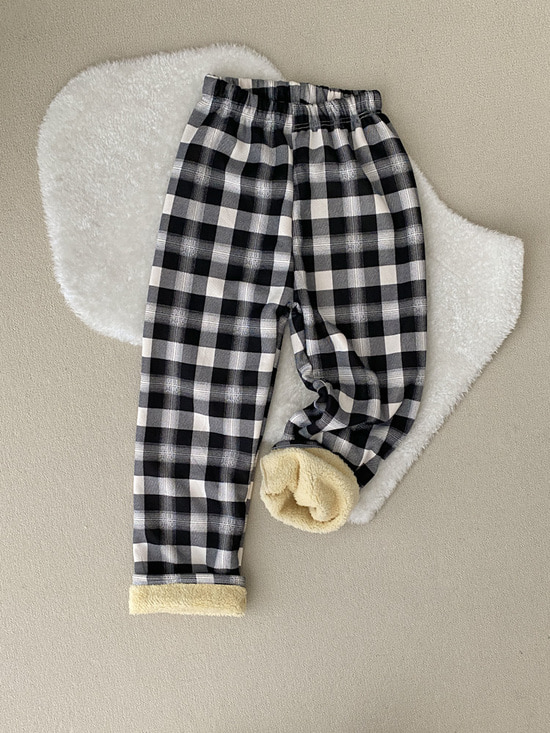 1+1 체크 양털기모 홈웨어 파자마 잠옷 밴딩 팬츠 4color