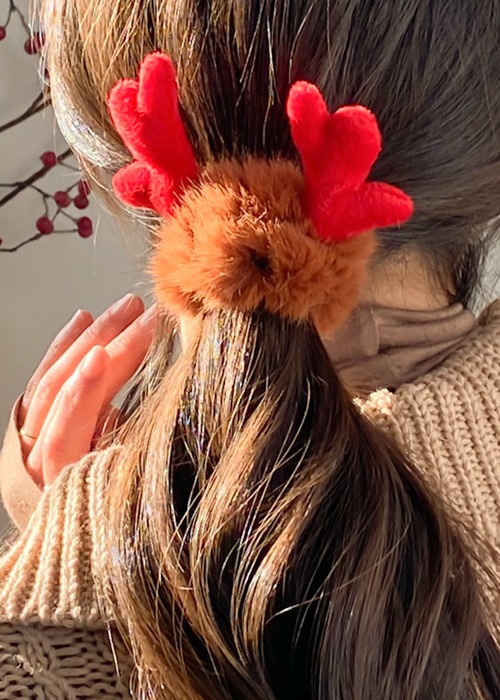 루돌프 에코퍼 크리스마스 헤어슈슈 스크런치 곱창 머리끈 2color