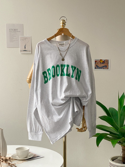 브루클 오버핏 면 맨투맨 티셔츠 3color