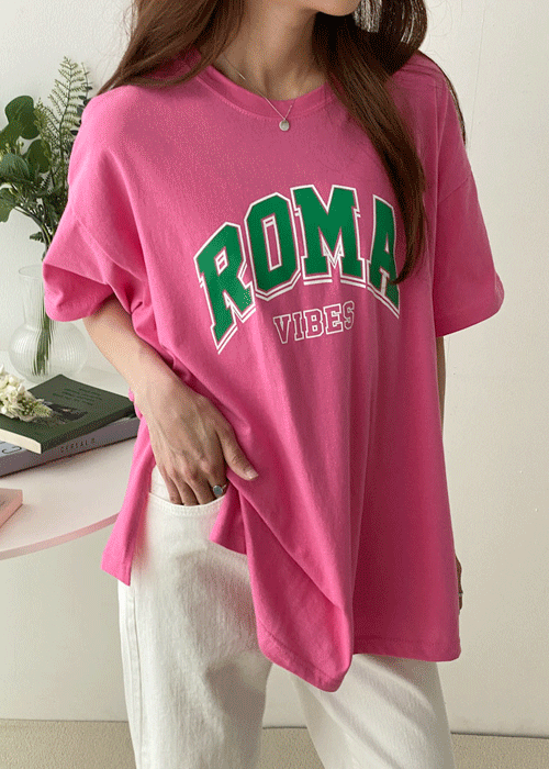 로마 루즈핏 반팔 박스 롱 티셔츠 3color