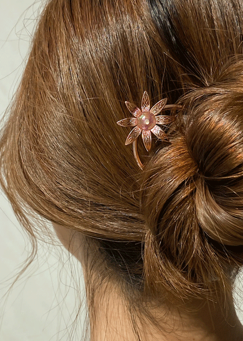 U자컬러꽃 올림머리 비녀 헤어핀 3color