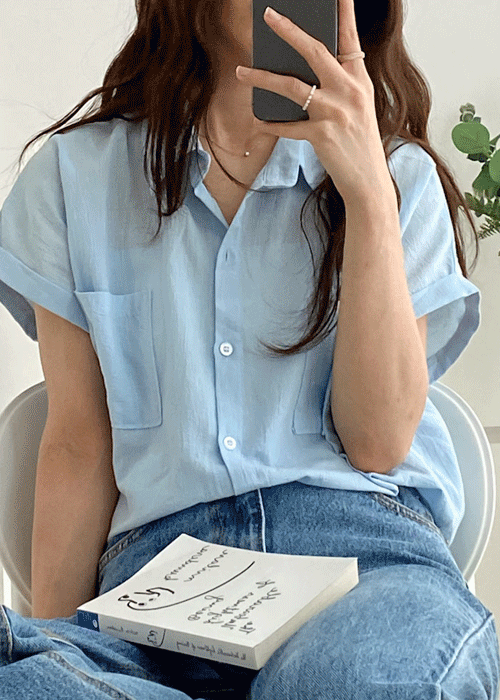 포켓롤업 캡소매 루즈핏 남방 셔츠 블라우스 4color