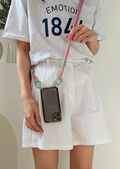 롱크로스 컬러 로프 가방 어깨끈 숄더 핸드폰 스트랩 10color