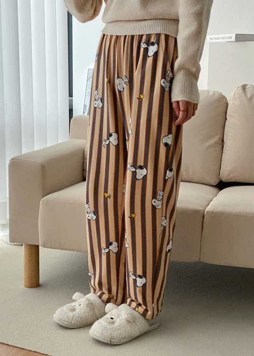 패턴 스누피 울트라 피치기모 커플 수면 파자마 홈웨어 잠옷 바지 4color